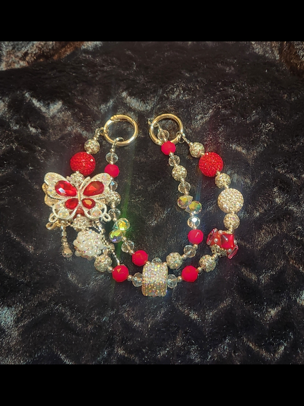 Red and Silver Butterfly Purse / Phone Charm - Women's Jewelry